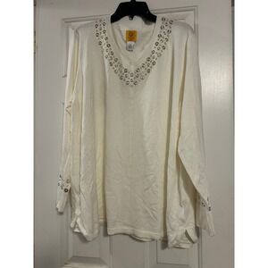 Ruby Rd. Embellished V-Neck Sweater